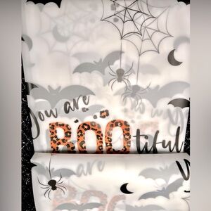 You Are BOOTIFUL Halloween Peva Shower Curtain Animal Print Bats Spiders Moon